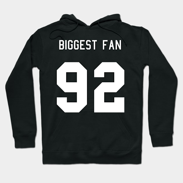 Number 92 Biggest Fan Football Mom Girlfriend Dad Jersey Spirit Wear Hoodie by vintageinspired